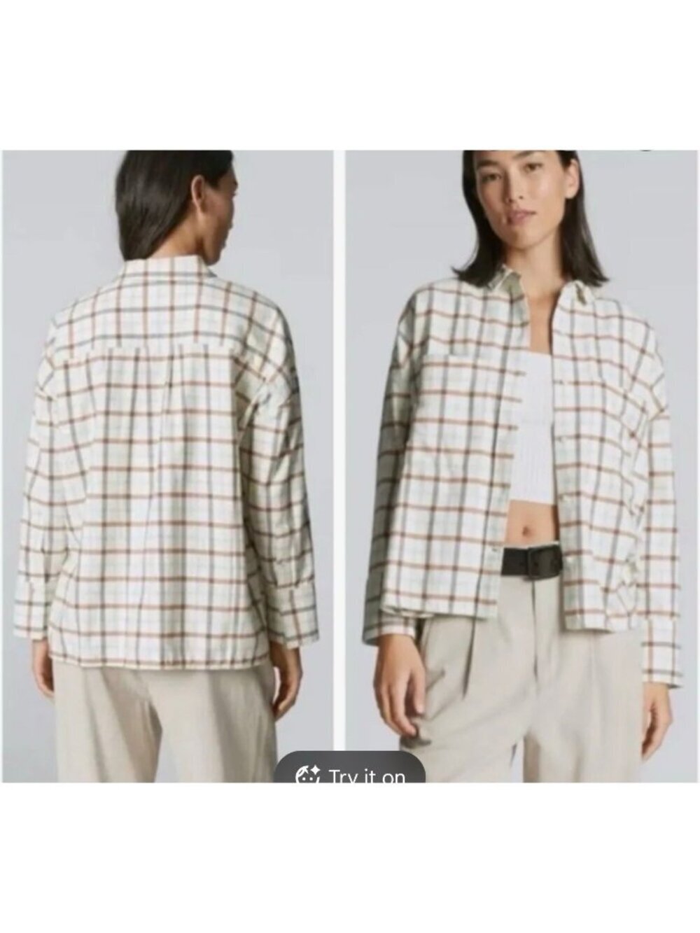 Everlane Womens The Boxy 100% Cotton Flannel Shirt Plaid Size XXS